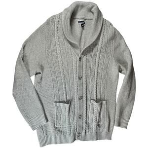 Club Room Grandpa Core Cable Knit Cardigan Sweater 100% Cotton Button Up L